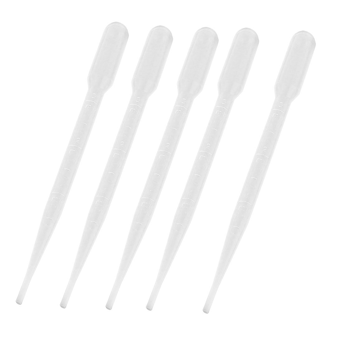 Sourcingmap 5 Pcs 3ML Capacity Lab Laboratory Clear Pipettes Droppers 6.1" Long