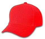 Plain Baseball Cap Blank Hat Solid Color Velcro Adjustable 13 Colors (Red)