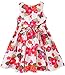 Bonny Billy Girls' Round Neck Sleeveless Floral Printed Cotton Dress with Sash