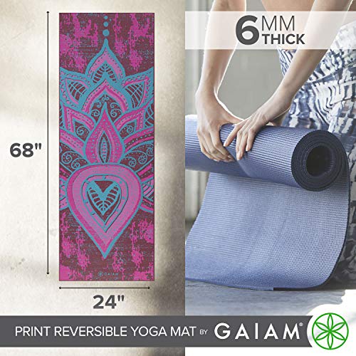 Tappetino Yoga Gaiam Premium 6mm - Antiscivolo, Reversibile, 68x24 Pollici - Per Yoga, Pilates, Fitness