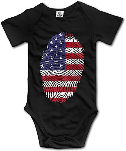 United States Fingerprint Newborn Infant Baby Clothes T-shirt Playsuit Union Suit Baby Short-Sleeve Bodysuit