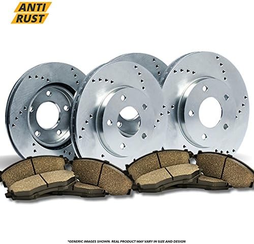 (Front+Rear Kit)4 OE SPEC Silver Zinc Drilled Brake Rotors &amp; 8 Ceramic Pads(5lug)