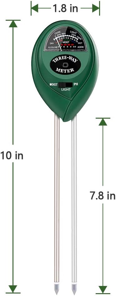 SURENSHY Soil PH Meter, 3-in-1 Gardening Tester, Soil Hygrometer, Light Tester, Can Test The PH, Humidity and Light of Garden, Farm, Lawn, Indoor and Outdoor(No Battery Required : Garden & Outdoor