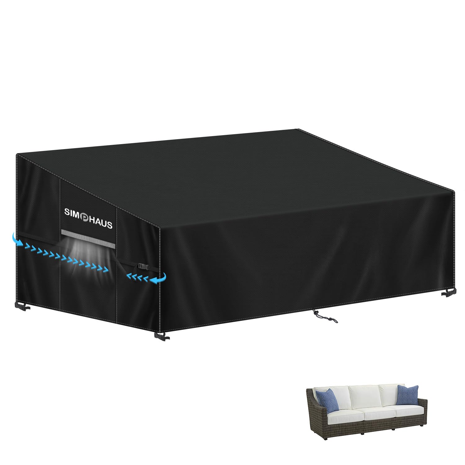 SIMPHAUS Outdoor Sofa Cover Waterproof Garden Bench Cover with Air Vents,Deep Seat Couch Covers,Outdoor Lounge Covers Tear Resistant,UV Resistant 420D Oxford Fabric 235x85x81/61cm