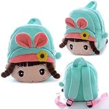 Gloveleya Kid's Angela Girl Cartoon Plush Backpack School Shoulder Bags Green 8'' for 1-3 Years Old Kids