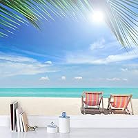 Wall Mural Beach Seascape Removable Self-Adhesive Wallpaper Wall Decoration for Bedroom Living Room - 66x96 inches