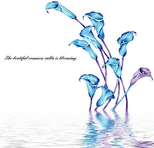 Frosted Privacy Sticker of Blue Calla Lily, Flower Half Transparent Translucent Privacy Decal for Bathroom Window Sliding Door
