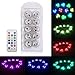 10pcs Submersible LED Lights,Multicolor,Waterproof Underwater Lights,SMD 3528 RGB Tea Lights with IR Remote Control for vase, bowls, aquarium and party decoration