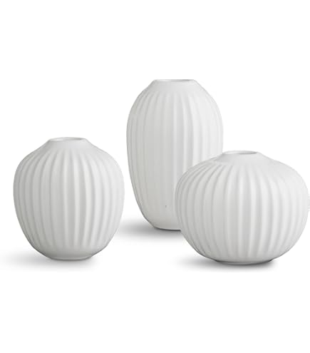 KAHLER HAMMERSHØI ホワイト花瓶 3個セット Amazon.com: Kahler Hammershoi Vase | White Grooved Porcelain | 4.1