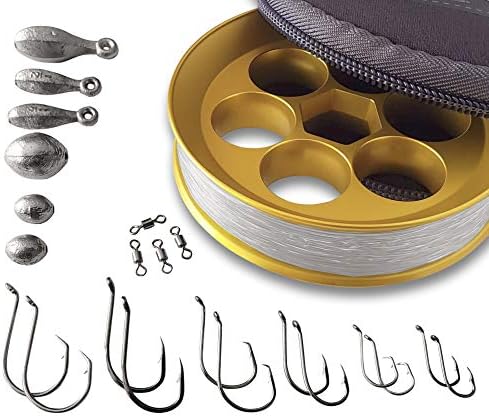 Yoyito Aluminum Hand Line Reel Pocket/Travel Fishing Kit (30 lb Clear line)