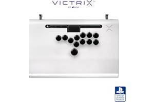 PDP Victrix Pro FS-12 Esports Playstation Fight Stick All Button Arcade Controller for Playstation 5 / PS5, PS4, PC, Tournament Grade 12-Button Sanwa Denshi, Durable Aluminum, Detachable Joystick, Lockable Control Bar for Fighting Games (White)