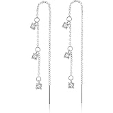 SLUYNZ Solid 925 Sterling Silver CZ Dangle Earrings Chain for Women Teens Threader Drop Earrings Tassel