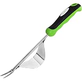 Garden Guru Dandelion Weeder Tool with Fulcrum - Rust Resistant Stainless Steel Weed Puller Weed Puller with Leverage Base, V-Shaped Fork Tip &amp; Ergonomic Handle - for Planting &amp; Weeding