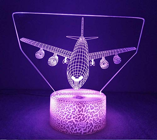 HPBN8 3D Flugzeug Lampe – USB-betrieben, 7 Farben, Optische Illusion LED Nachtlicht Für Kinderzimmer & Deko