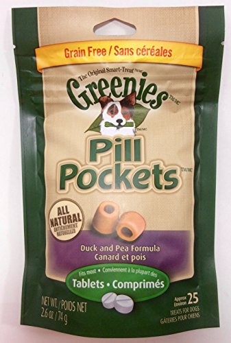 GREENIES Pill Pockets Soft Dog Treats, Grain Free Duck & Pea, Tablet (6 Packages of 2.6 oz) GREENIES Pill Pockets Soft Dog Treats, Grain Free Duck & Pea, Tablet (6 Packages of 2.6 oz)