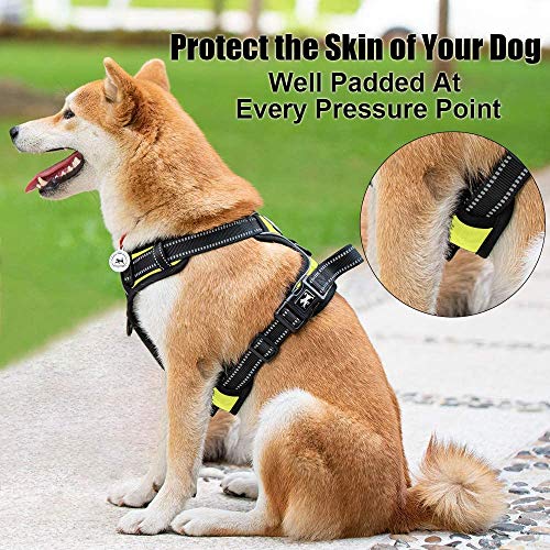 PoyPet No Pull Dog Harness, Reflective Vest Harness with 2 Leash