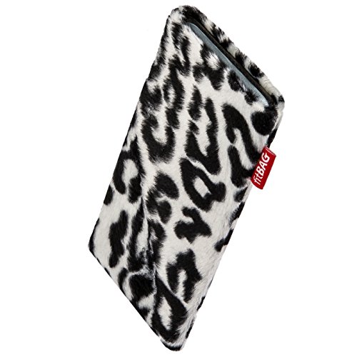 fitBAG Bonga Snow Leopard custom tailored sleeve for UMIDIGI C NOTE 2. Fine imitation fur pouch with integrated MicroFibre lining for display cleaning
