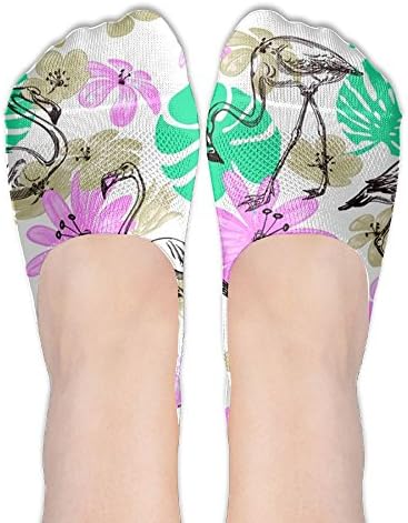 NEW The Flower And The Simple Pen Draw Flamingo Womens No Show Socks Thin Low Cut Casual Socks Non Slip