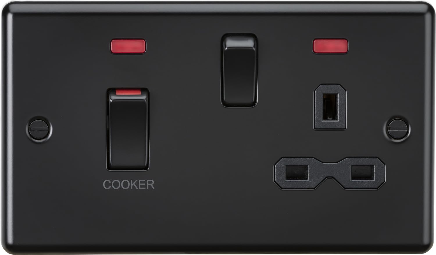 Knightsbridge 45A DP Switch and 13A Switched Socket with neons - Matt Black