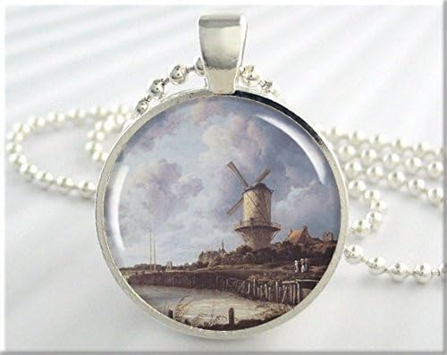 Vintage delftware necklace delft blue pottery pendant Netherlands travel gift.