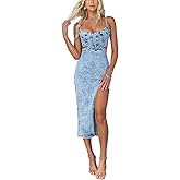CUYALZMI Women Sexy Strapless Hollow Denim Dress Slim Fit Jean Corset Dress Side Slit Club Party Jean Corset Dresses