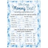 DISTINCTIVS Who Knows Mommy Best - Blue Boy Baby Shower Game - 20 Cards