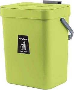 Compost Bin for Kitchen Counter,KaryHome Hanging Small Trash Can with Lid Under Sink,1.3 Gallon Mountable Compost Bucket (green)