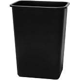 United Solutions WB0060 Black Plastic 41 Quart Office Wastebastket-10.25 Gallon Trash Can in Black