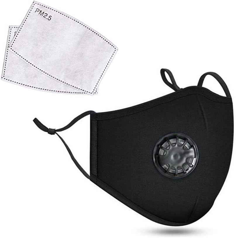 Outdoor Face Masks with Breathing & Ear Gasket, Reusable, Washable, Dustproof Masks Air Purifying PM2.5 Carbon Filter Face Mask-Protection from Dust, Pollen, Pet Dander (Black)