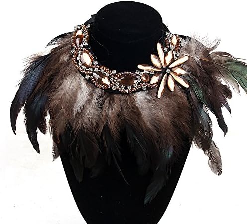 ZMZY Fower Crystal Feather Necklace Choker Party Bohemian Necklaces Women (XL045)