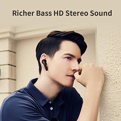 QCY T5 True Wireless Earbuds with Charging Case, 5.0 Bluetooth Headphones, Black