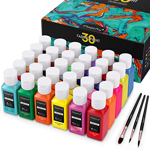 Magicfly Permanent Soft Fabric Paint Set for Clothes, Set of 30(60ml