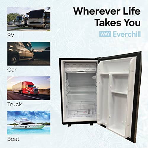 Everchill RV Mini Refrigerator, 12 Volt Fridge, 3.3 Cubic Foot, Frost