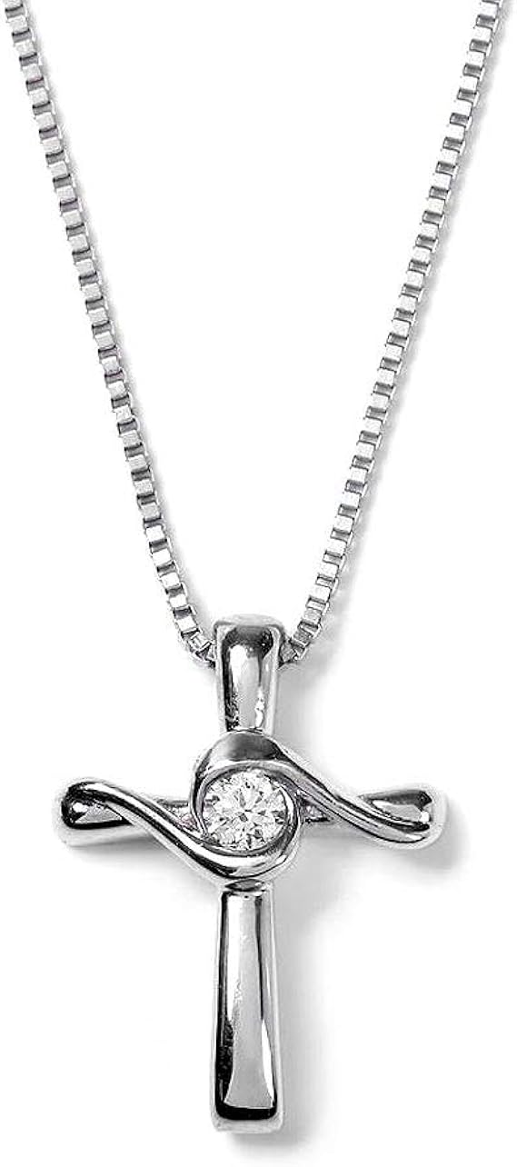 Diamond Lab Amazon限定ブランド ダイヤモンド ネックレス レディース 一粒 人気 0 07ct クロス ベネチアンチェーン ギフトボックスセット