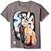WWE Boys' Big Roman/Cena Split Face Youth Short-Sleeved Tee Tearaway Label, Charcoal, M