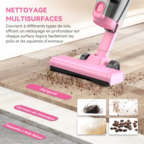 Broom Vacuum Cleaner with Wire, Powerful Wired Mop Vacuum Cleaner 20Kpa, Lightweight | 3 in 1 Vertical Vacuum Cleaner with 5 m Long Cable, Portable Bagless Vacuum Cleaner for Home Carpet Hard Floor Pet Hair