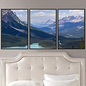 signwin 3 Piece Framed Canvas Wall Art Lake...