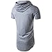 Keybur Mens Hipster Hip Hop Short Sleeve Longline Pullover Side Zipper Hoodies Fashion Sweatshirts (L, Grey)