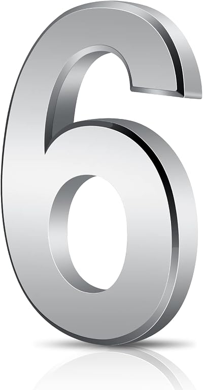 Vicloon 3D Door Numbers 3 Inches Self-Adhesive Silver Waterproof (6)