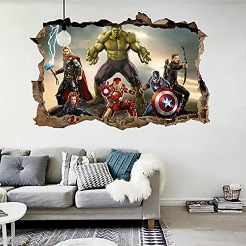 XBTZ Cartoon Movie Avengers Wall Stickers for Kids Rooms Home Decor 3D Effect Decorative Wall Decals DIY Mural Art PVC Posters Art