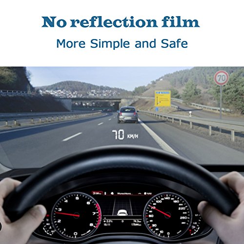 Car HUD Head Up Display 3.5",OBD2/EUOBD Interface Plug & Play,Measure Driving Speed,Display KM/h MPH,Speeding Warning,Water Temperature, battery voltage, Fatigue Driving Warning
