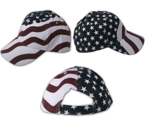 Plain Baseball Cap Blank Hat Solid Color Velcro Adjustable - Black, Blue, Green, Tan, Gold, Light Blue, Maroon, Pink, Purple, Red, Royal Blue, White, Orange, Yellow, Brown (American Flag)