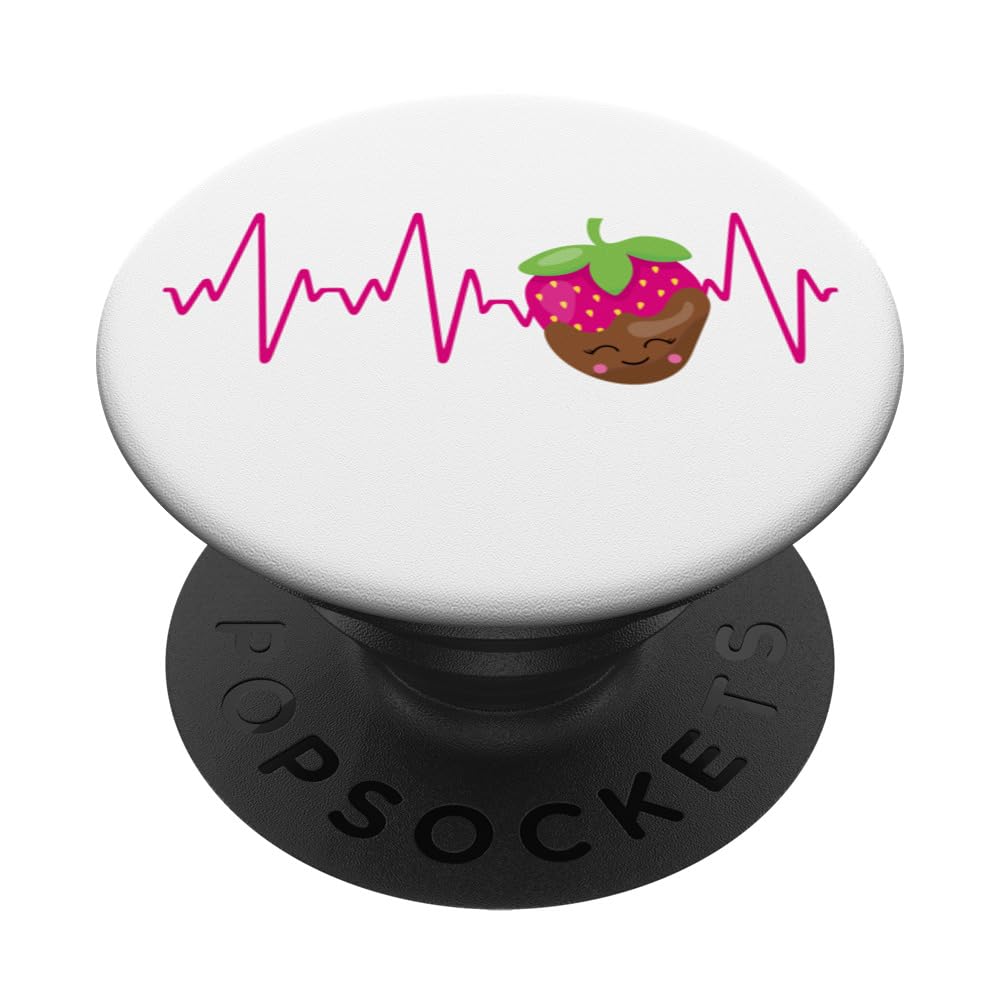 Kawaii Chocolate Strawberry Heartbeat Love Graphic Funny PopSockets Swappable PopGrip