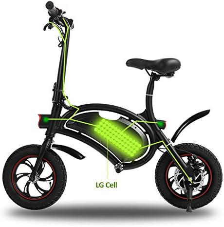 Folding Electric Bicycle E-Bike Scooter 350W Powerful Motor Waterproof Ebike with 12 Mile Range, APP Speed Setting (Black-6AH)