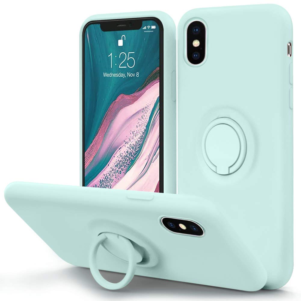 MOCCA for iPhone Xs Case, iPhone X Silicone Case with Kickstand  Anti-Scratch Full-Body Shockproof Protective Case for iPhone Xs/X Mint