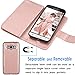 Tekcoo Compatible for Samsung Galaxy J3 / J3 V/Galaxy Sky/Galaxy Sol/Amp Prime/Express Prime Wallet Case, ID Credit Card Slots Holder PU Leather Flip Cover [Detachable Magnetic Case] Rose Gold