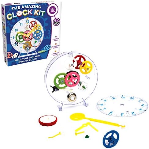 MUKIKIM Happy Puzzle Company The Amazing Clock Kit – Construct Your own Colorful Real Working Clock. Educational Toy That Teaches How Clocks Work, and Doubles as an Actual Wind-up Clock.