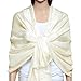 QBSM Womens Off White Beige Sheer Large Bridal Evening Party Formal Dress Wraps Scarfs Shawls