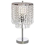 POPILION Elegant Decorative Chrome Living Room Bedside Crystal Table Lamp,Desk Lamp with Crystal Shade for Bedroom Living Room Coffee Table Bookcase