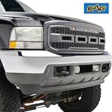 EAG Replacement Super Duty ABS Grille - Charcoal Gray - With Amber LED Lights for 1999-2004 Ford F-250 F-350 Super Duty